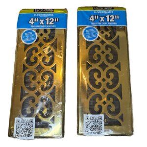 Decor Grates 4" X 12" Brass Color Floor Register Vent Covers - Pack Of 2